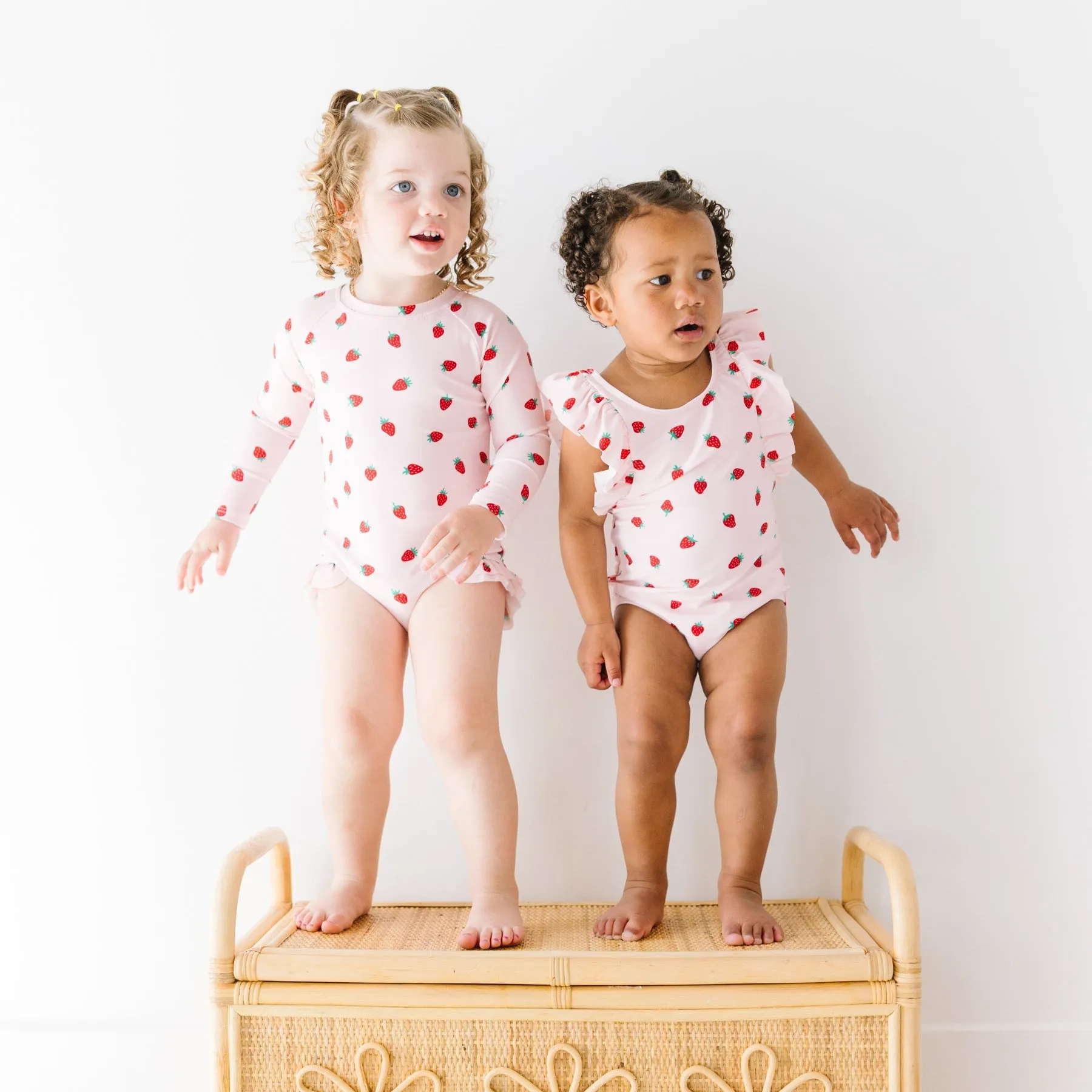 Strawberries Ruffle Sleeves One-Piece Bathing Suit