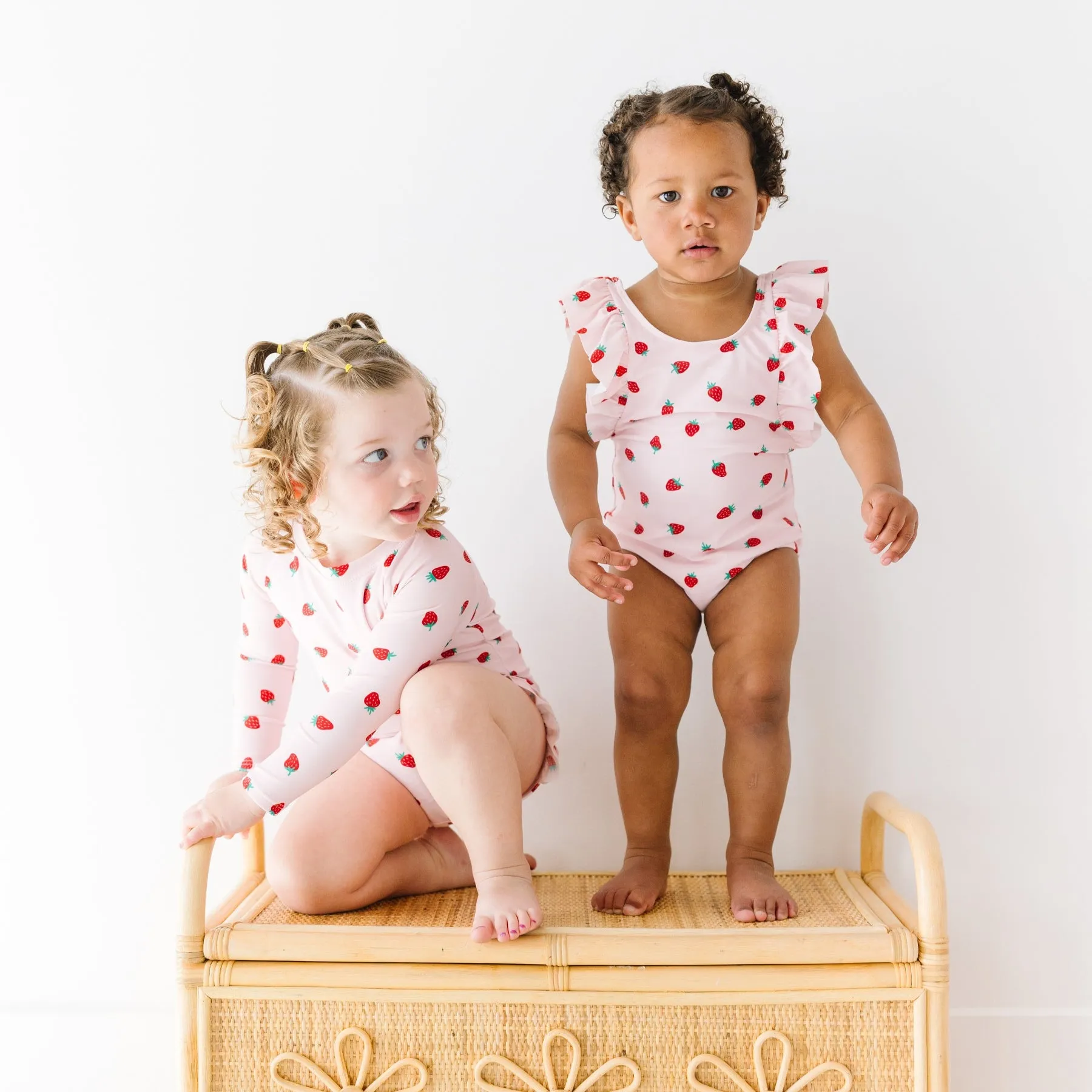 Strawberries Ruffle Sleeves One-Piece Bathing Suit