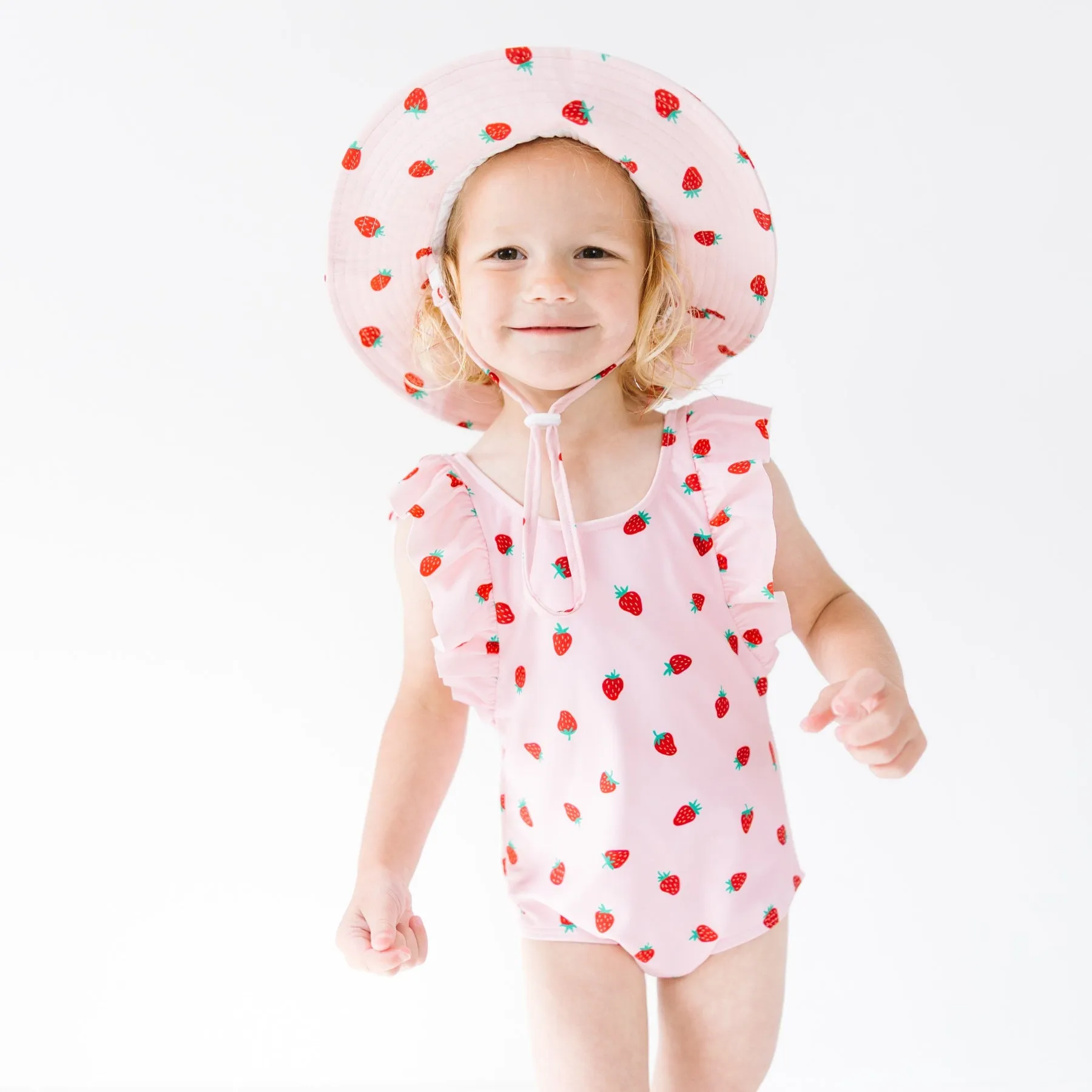 Strawberries Ruffle Sleeves One-Piece Bathing Suit