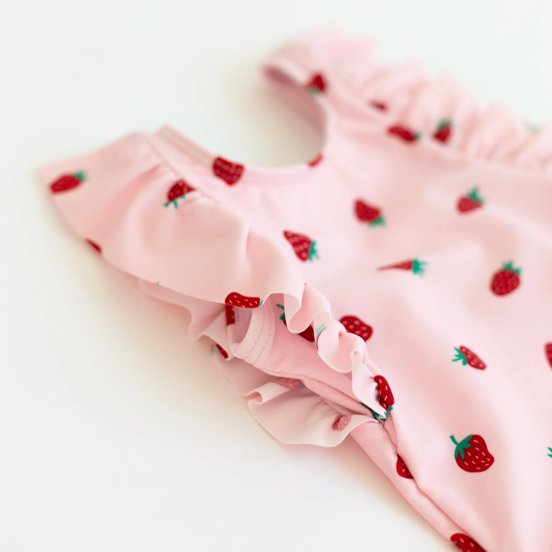 Strawberries Ruffle Sleeves One-Piece Bathing Suit