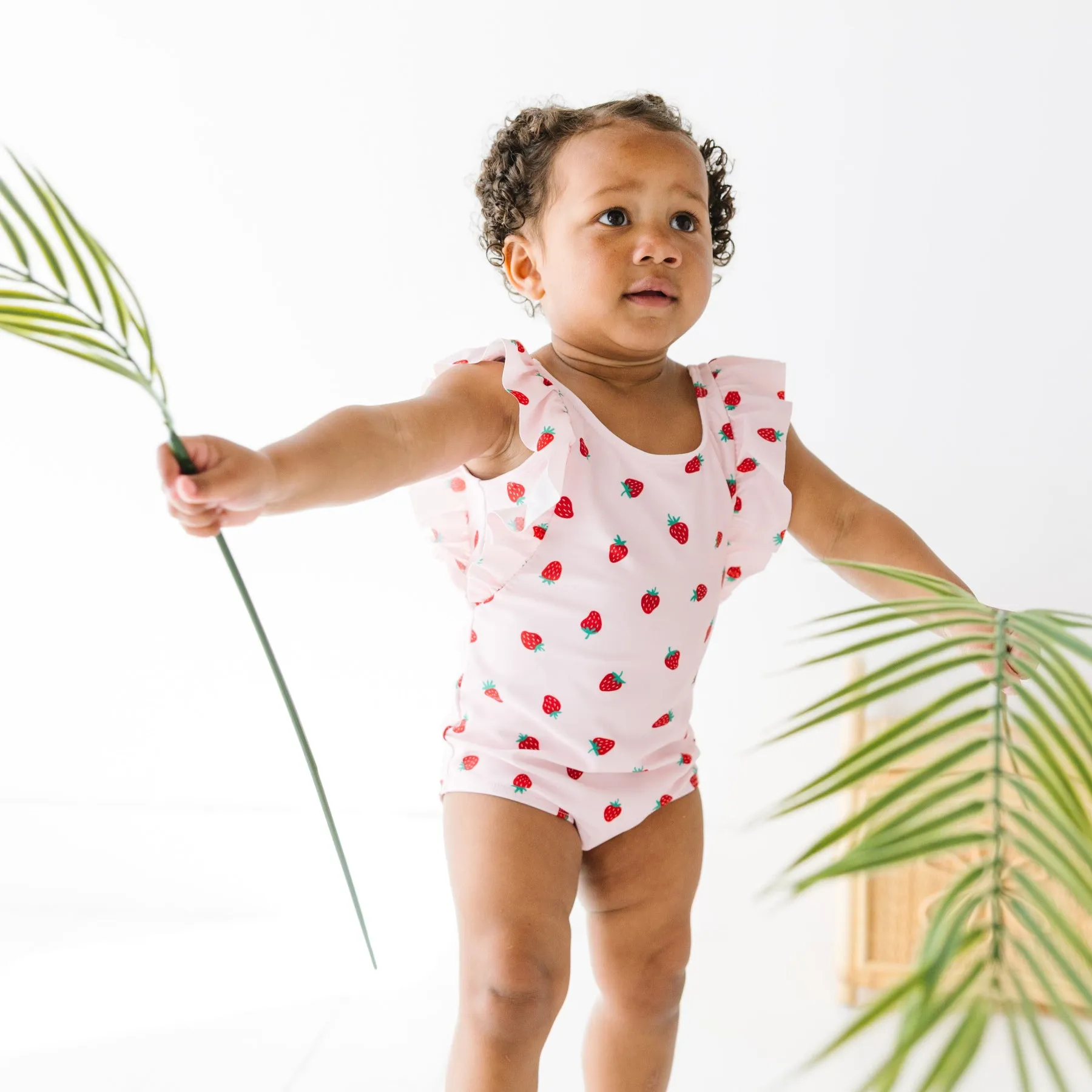 Strawberries Ruffle Sleeves One-Piece Bathing Suit
