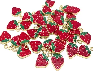 Strawberry Pendant Dripp Oil Crafts Bracelet Accessories Decoration Fruit Dangle Charmsfor Jewelry Making Earrings Bracelets Necklaces DIY Crafts