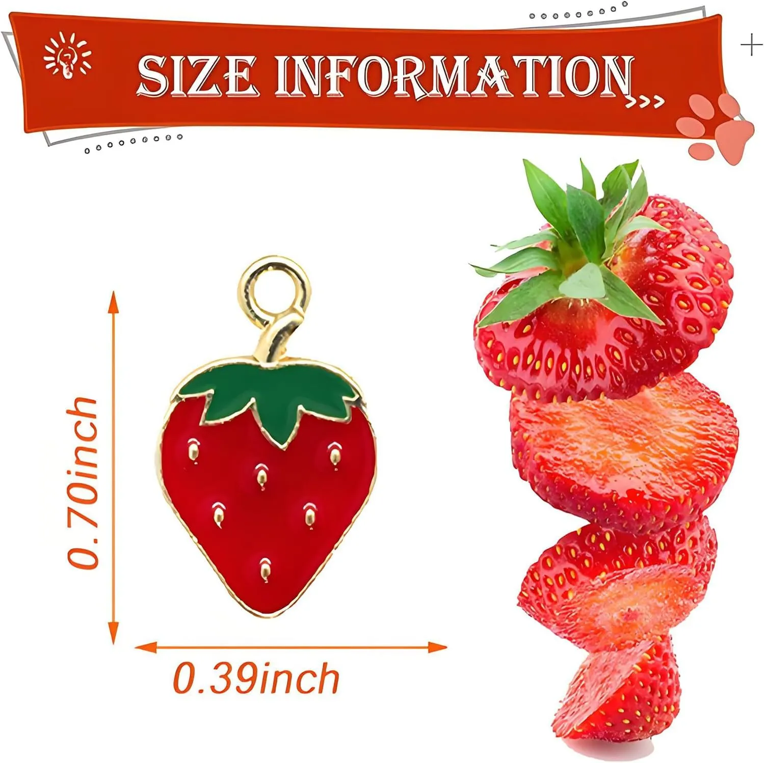 Strawberry Pendant Dripp Oil Crafts Bracelet Accessories Decoration Fruit Dangle Charmsfor Jewelry Making Earrings Bracelets Necklaces DIY Crafts