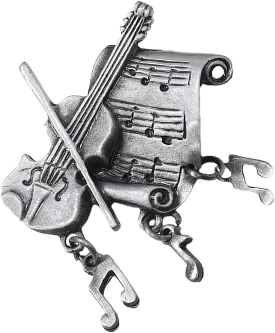 Stylish Metal Guitar Brooch Pin Women's Lapel Pin Decorative Brooch for Clothing Shawl