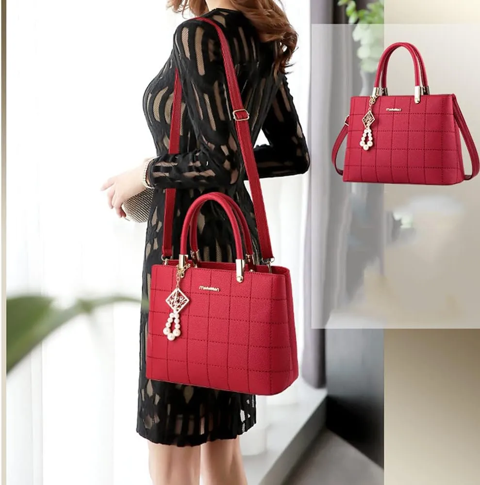 Stylish Womens Handbags Faux Leather Satchel Medium Tote Bags Top Handle Handbag Purse Crossbody Bag Shoulder Bag