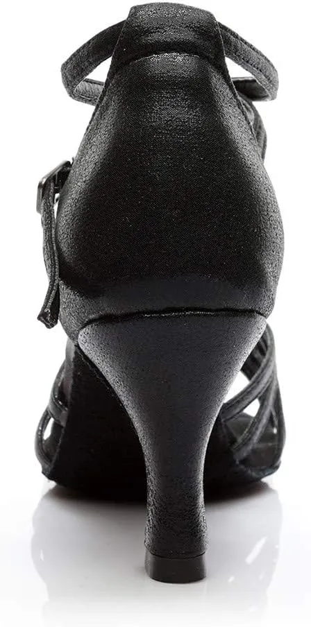 SuanlaTDS Ballroom Latin Sandals Dancing Prom Women Shoes Fashion Salsa Dance Women's Sandals Born Womens Sandals 7 (Black, 6)