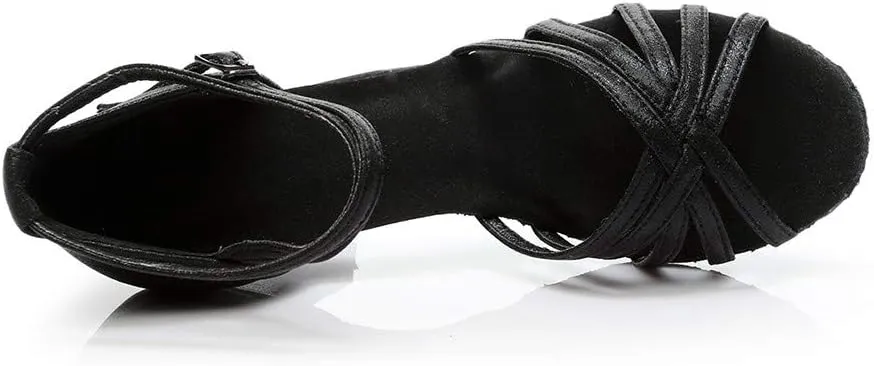 SuanlaTDS Ballroom Latin Sandals Dancing Prom Women Shoes Fashion Salsa Dance Women's Sandals Born Womens Sandals 7 (Black, 6)