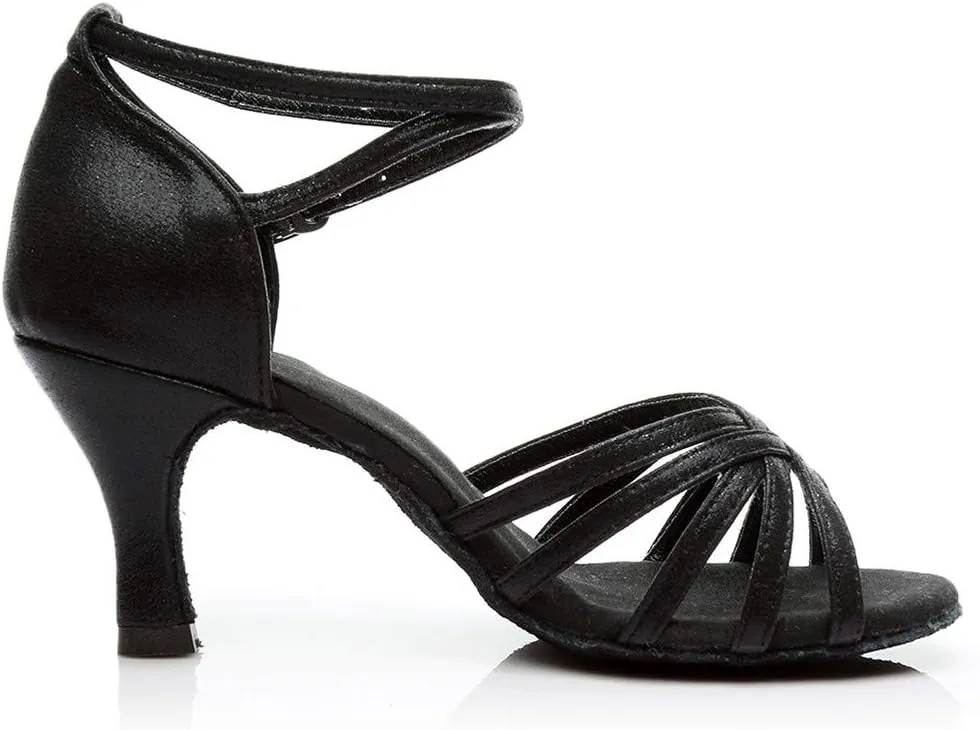 SuanlaTDS Ballroom Latin Sandals Dancing Prom Women Shoes Fashion Salsa Dance Women's Sandals Born Womens Sandals 7 (Black, 6)