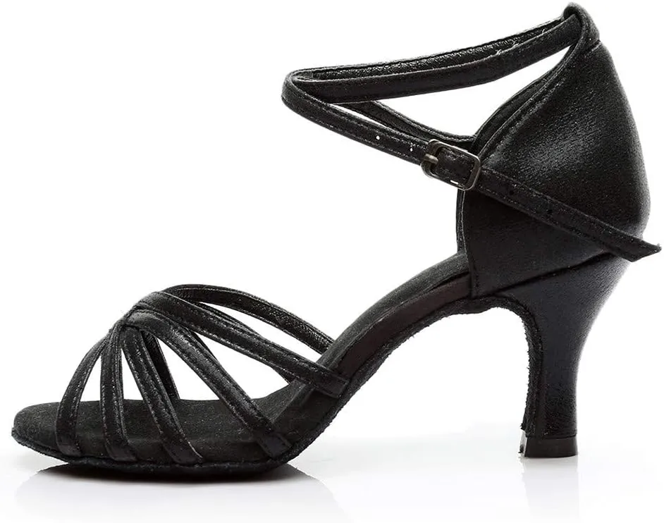 SuanlaTDS Ballroom Latin Sandals Dancing Prom Women Shoes Fashion Salsa Dance Women's Sandals Born Womens Sandals 7 (Black, 6)