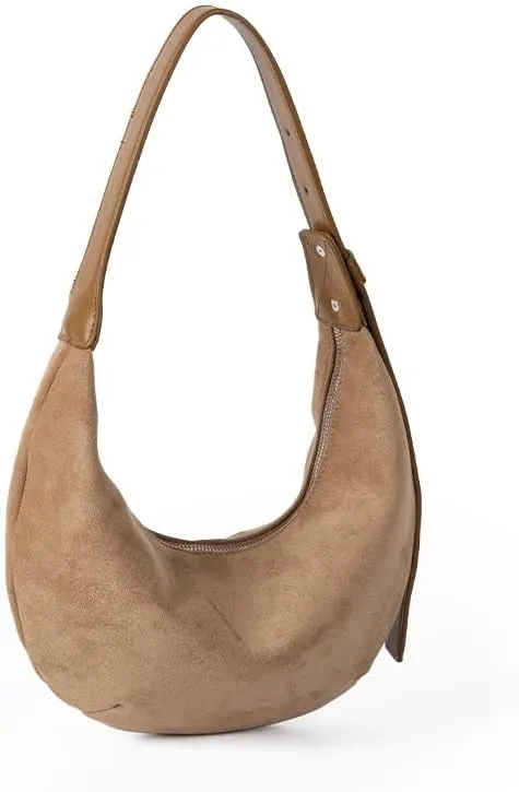 Suede shoulder bag for women hobo shoulder bag Crescent shaped shoulder bag