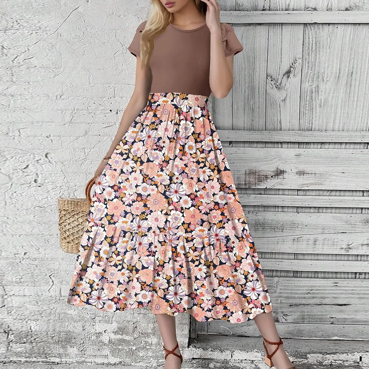 Summer Dresses for Women 2025 Business Casual Flowy Maxi Sun Dress Elegant Loose A Line Sundress
