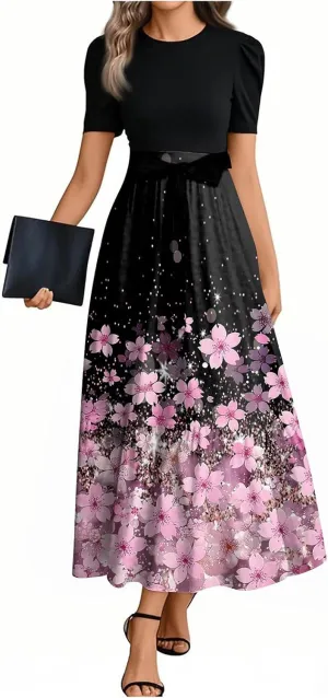 Summer Dresses for Women 2025 Business Casual Flowy Maxi Sun Dress Elegant Loose A Line Sundress