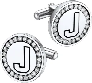 Supcare Photo/Initial Cufflinks for Men Stainless Steel Letter Cuff Link Gifts Custom Jewelry for Men Dad Groomsmen Boyfriend (with Gift Package)