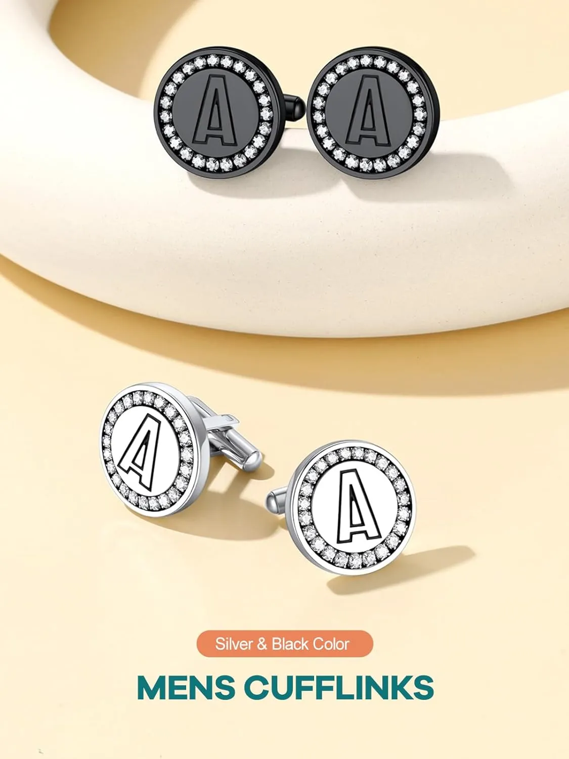 Supcare Photo/Initial Cufflinks for Men Stainless Steel Letter Cuff Link Gifts Custom Jewelry for Men Dad Groomsmen Boyfriend (with Gift Package)