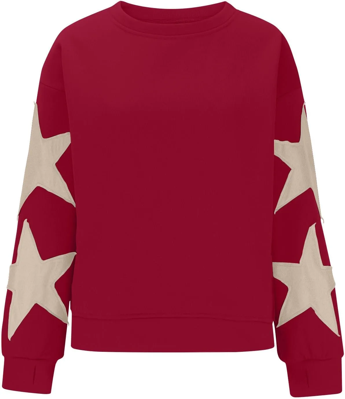 Sweatshirt for Women Fall Fashion Hoodies Oversized Crewneck Long Sleeve Sweatshirt Trendy Star Print Pullover