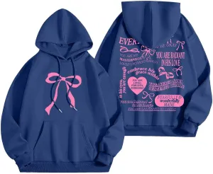 Sweatshirt for Women Trendy Cute Bow Hoodie Long Sleeve Preppy Clothes Casual Lightweight Hoodies Pullover