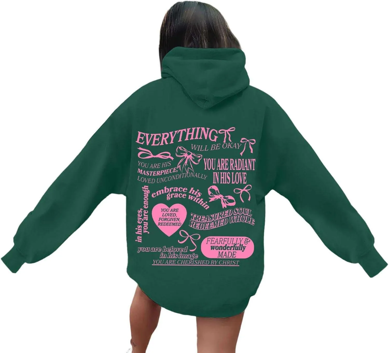 Sweatshirt for Women Trendy Cute Bow Hoodie Long Sleeve Preppy Clothes Casual Lightweight Hoodies Pullover