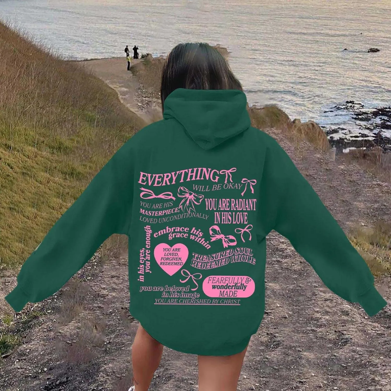 Sweatshirt for Women Trendy Cute Bow Hoodie Long Sleeve Preppy Clothes Casual Lightweight Hoodies Pullover