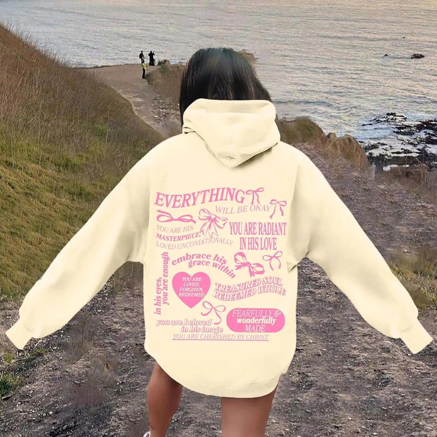Sweatshirt for Women Trendy Cute Bow Hoodie Long Sleeve Preppy Clothes Casual Lightweight Hoodies Pullover