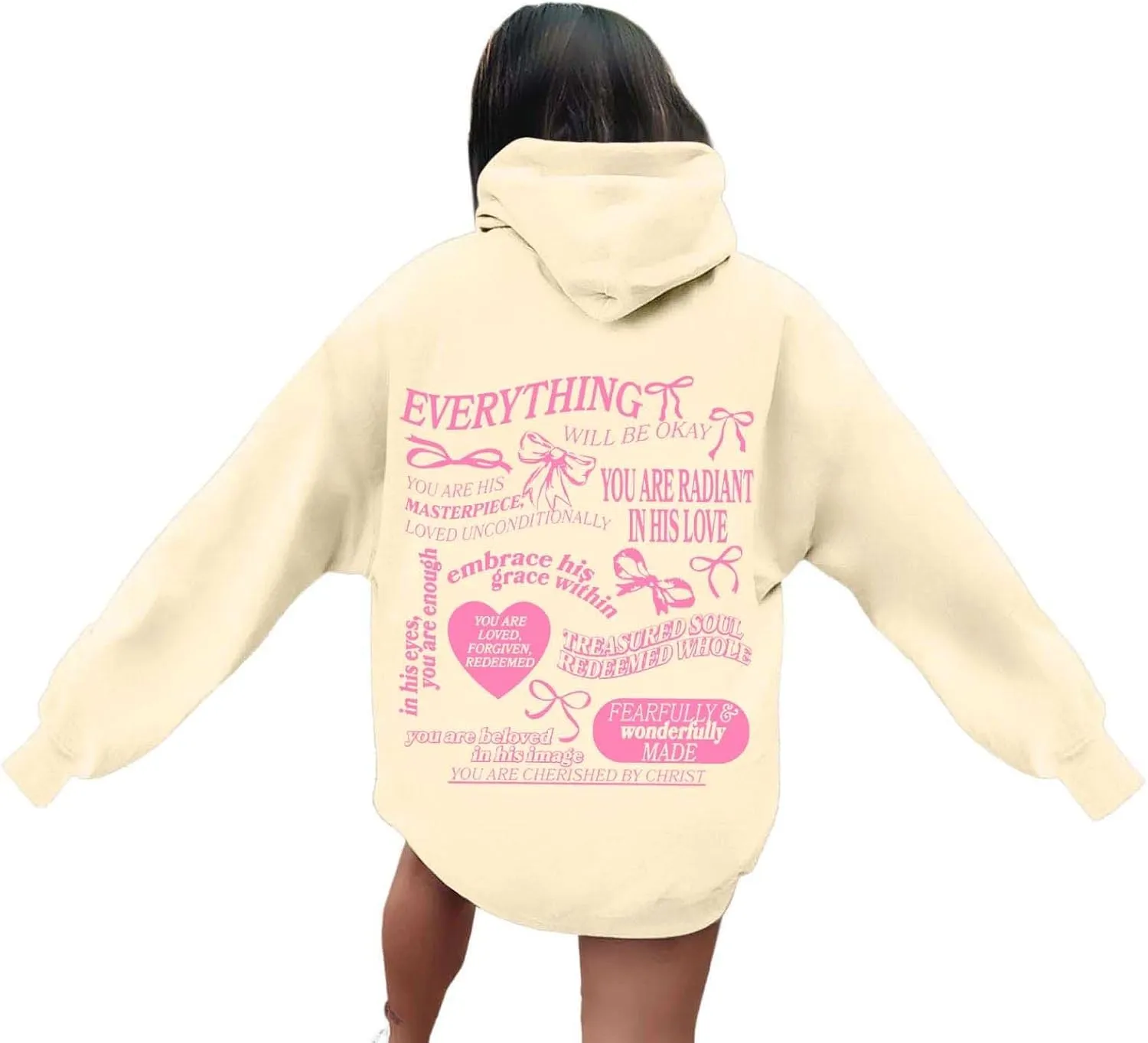 Sweatshirt for Women Trendy Cute Bow Hoodie Long Sleeve Preppy Clothes Casual Lightweight Hoodies Pullover