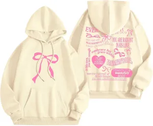 Sweatshirt for Women Trendy Cute Bow Hoodie Long Sleeve Preppy Clothes Casual Lightweight Hoodies Pullover