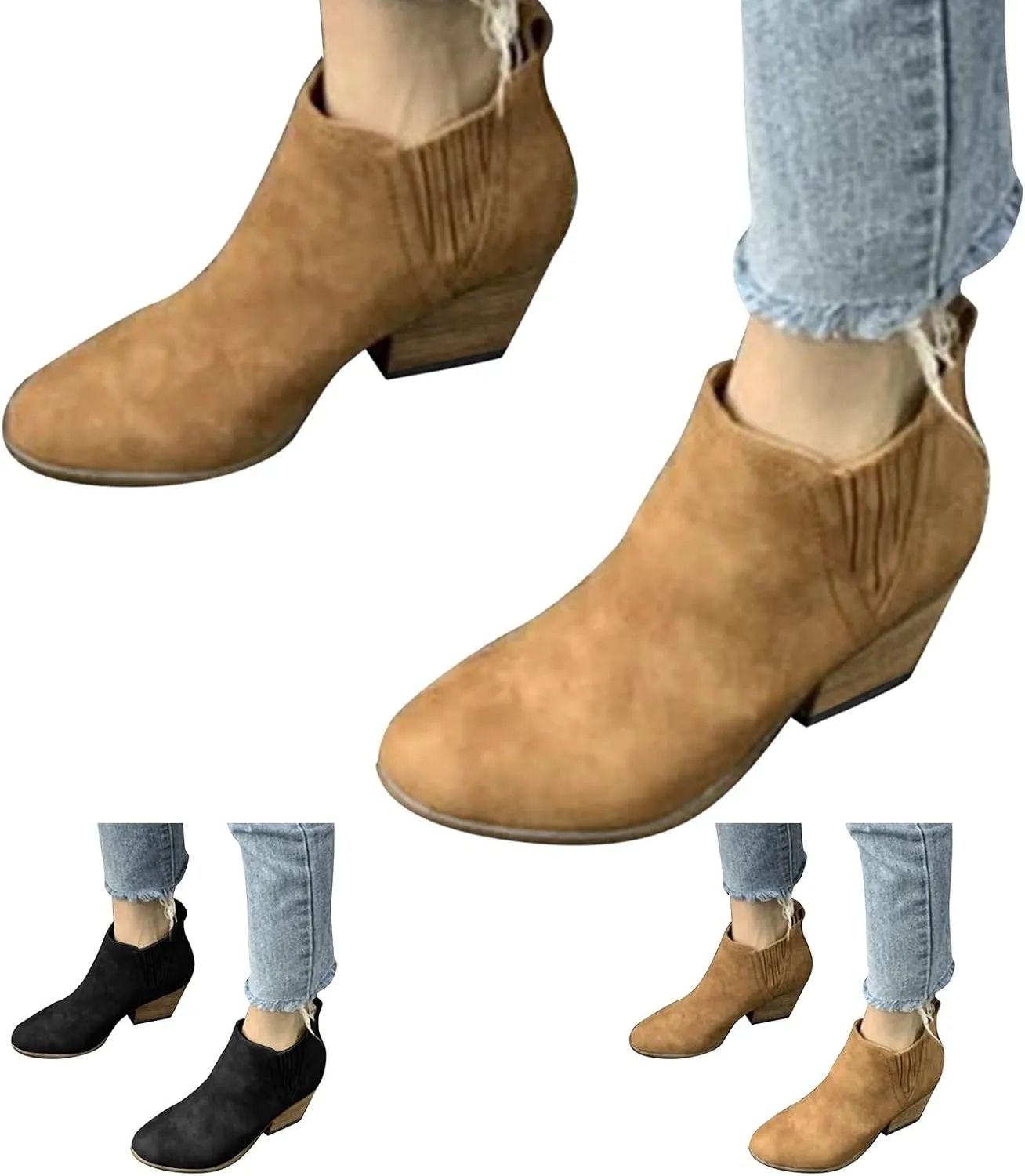 Tan Booties Women's Black Boots Boots for Walking All Day Women Lined Womens Boots Ankle Boots for Women with Heel Open toe Ankle Boots Black Wedge Heel Booties Casual Shoes for Women