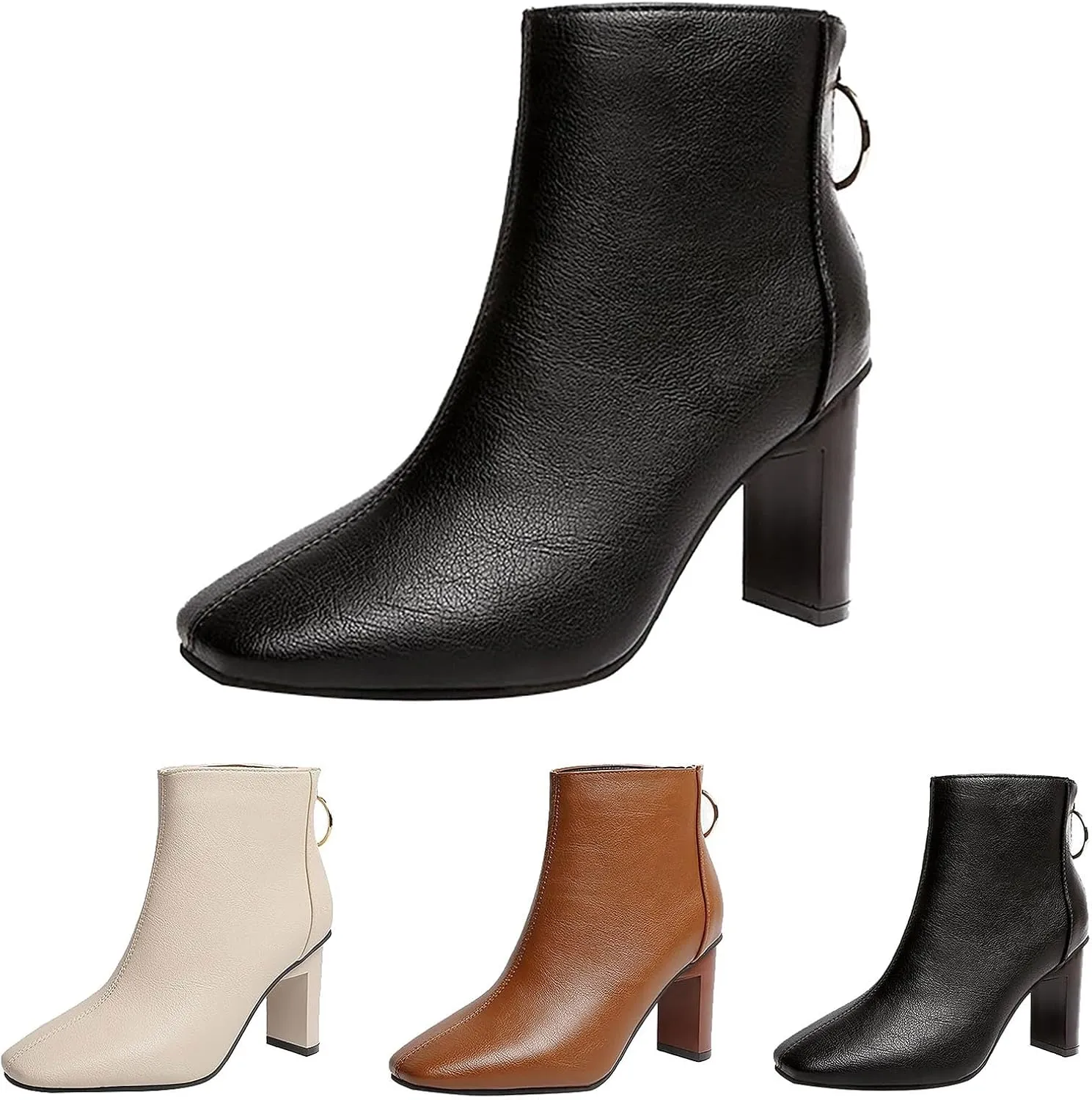 Tan Booties Women's Black Boots Boots for Walking All Day Women Lined Womens Boots Ankle Boots for Women with Heel Open toe Ankle Boots Black Wedge Heel Booties Casual Shoes for Women