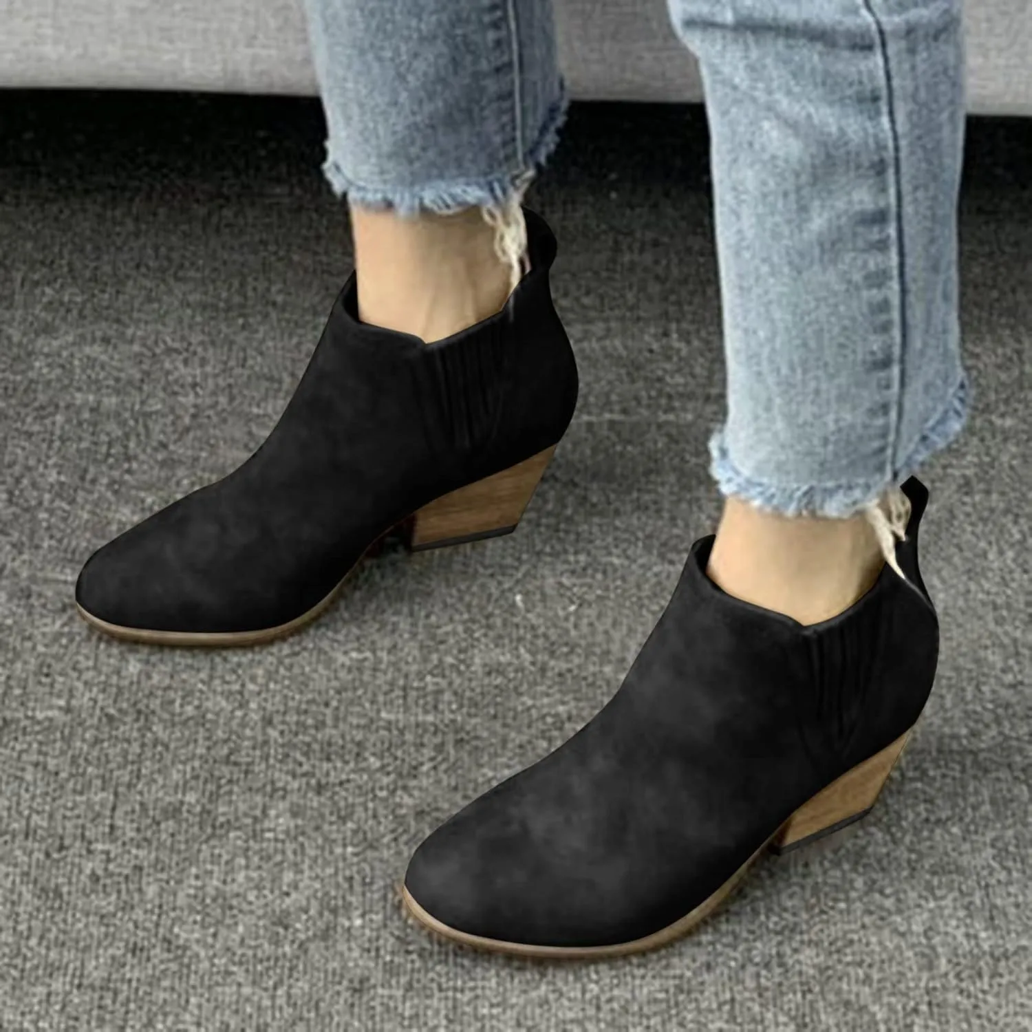 Tan Booties Women's Black Boots Boots for Walking All Day Women Lined Womens Boots Ankle Boots for Women with Heel Open toe Ankle Boots Black Wedge Heel Booties Casual Shoes for Women