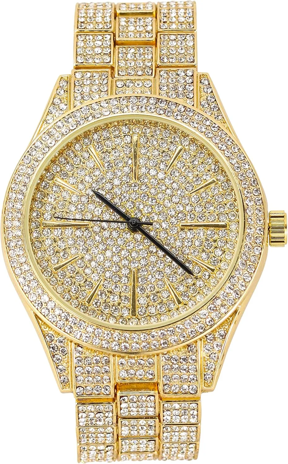 Techno Pave Mens 42mm Iced Out Classy Metal Band Watch