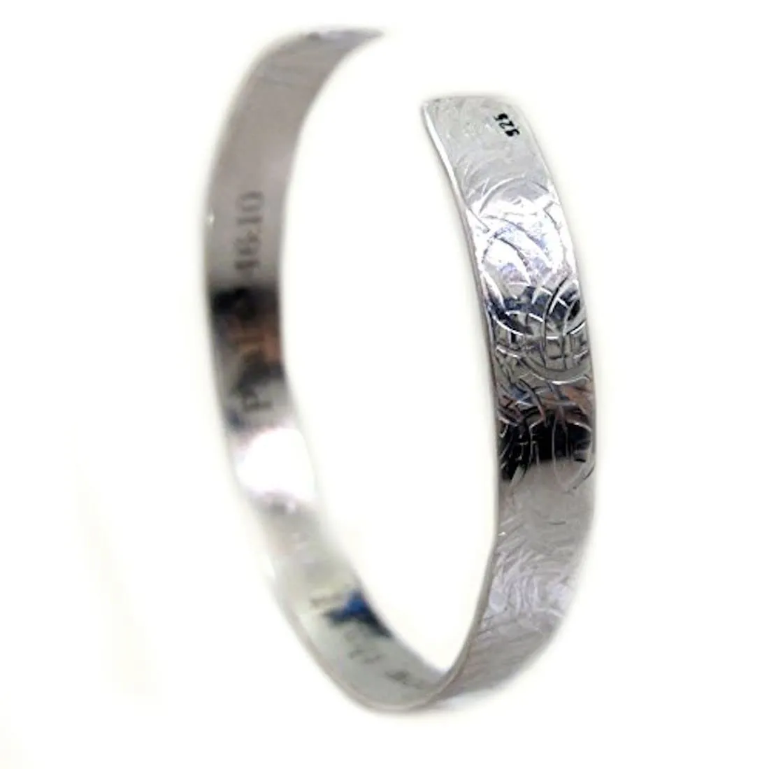 Textured Sterling Silver Cuff 925 Hammered Silver Bracelet, Men's Personalized Silver Message Bracelet, Gift for husband, Adjustable Size Bangle cuff Bracelet Open cuff Mens Birthday Unisex cuff