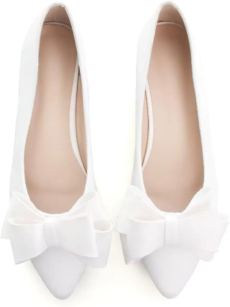 TN TANGNEST Women Fashion Bowknot Flats Comfort Pointed Toe Dress Shoes