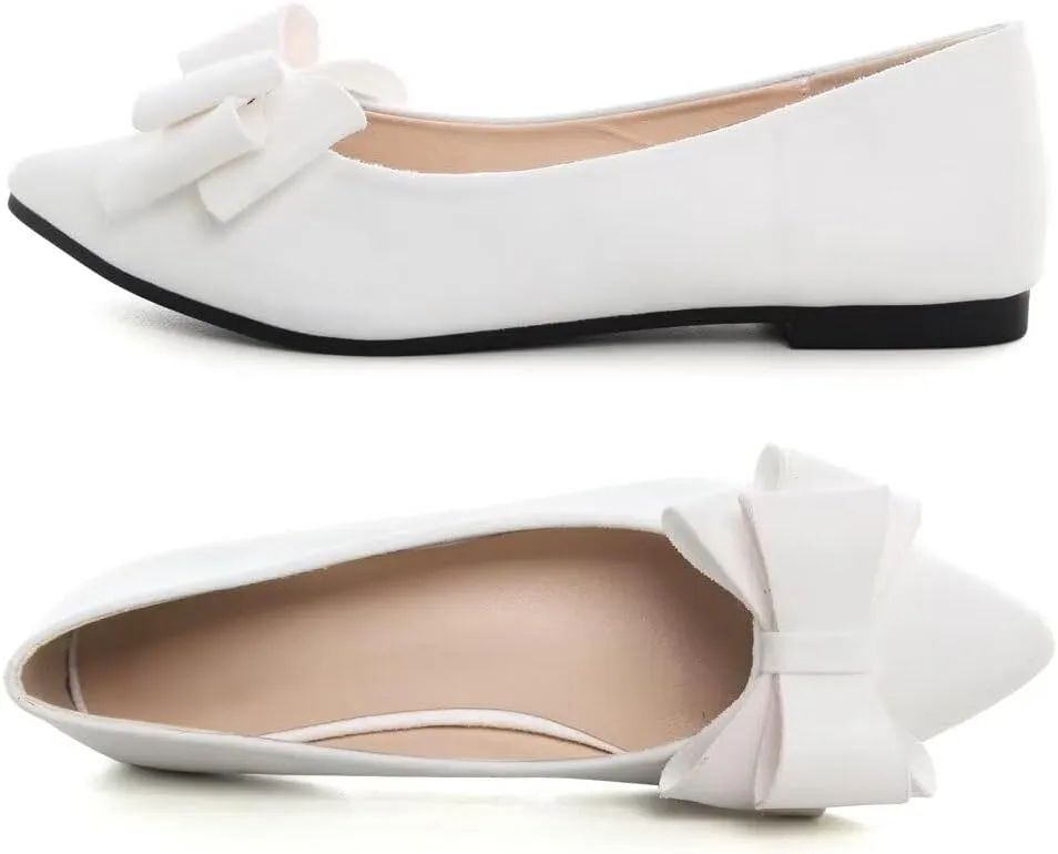 TN TANGNEST Women Fashion Bowknot Flats Comfort Pointed Toe Dress Shoes