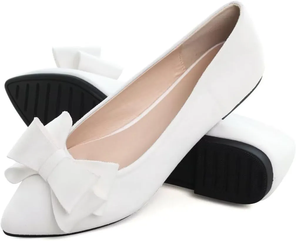 TN TANGNEST Women Fashion Bowknot Flats Comfort Pointed Toe Dress Shoes