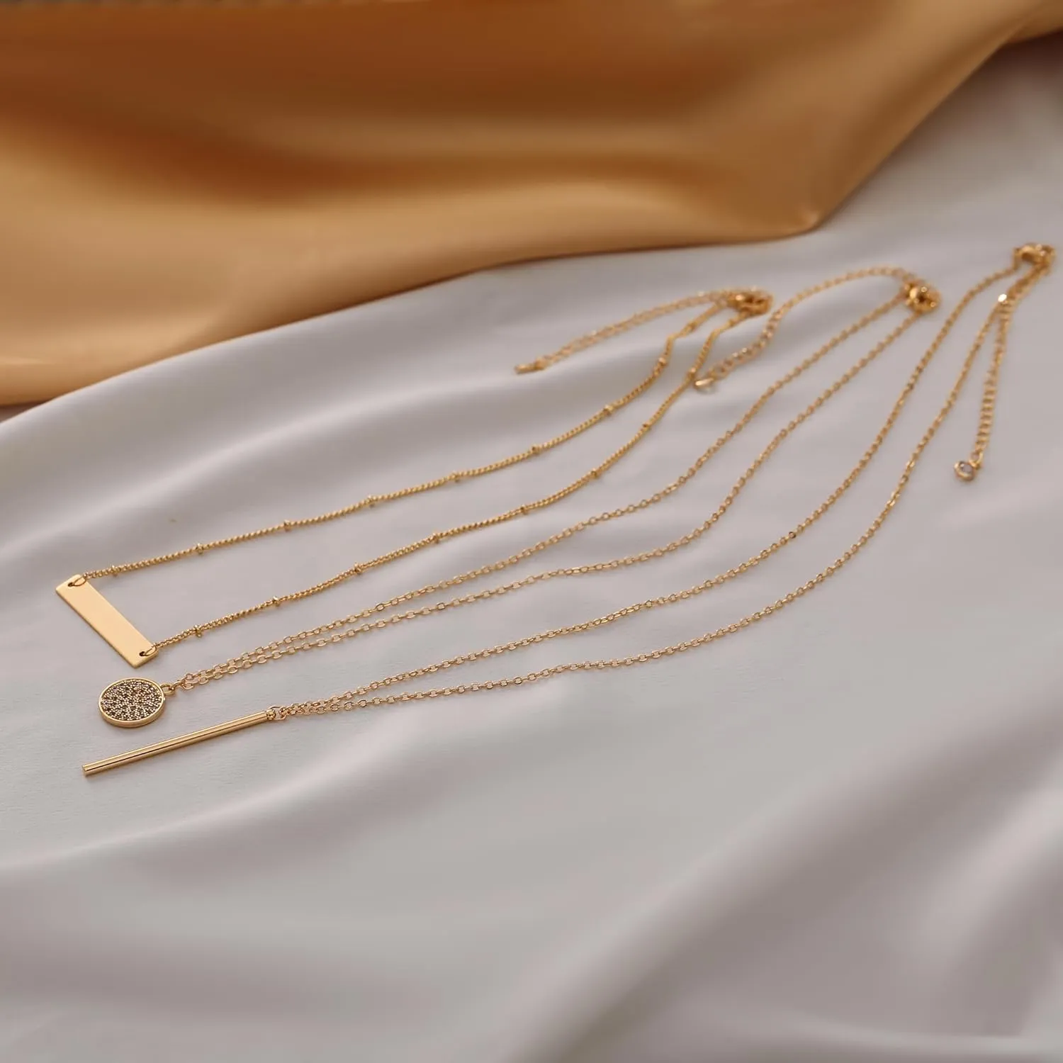TOBENY Layered Necklaces for Women Dainty 14k Gold Plated Cross Moon Choker Necklaces Simple Gold Layered Chain Pendant Necklaces Jewelry Gift for Women