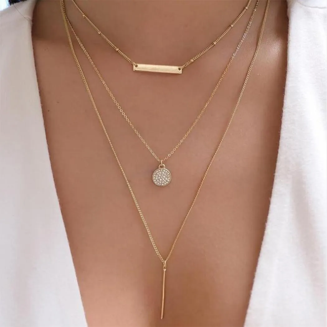 TOBENY Layered Necklaces for Women Dainty 14k Gold Plated Cross Moon Choker Necklaces Simple Gold Layered Chain Pendant Necklaces Jewelry Gift for Women