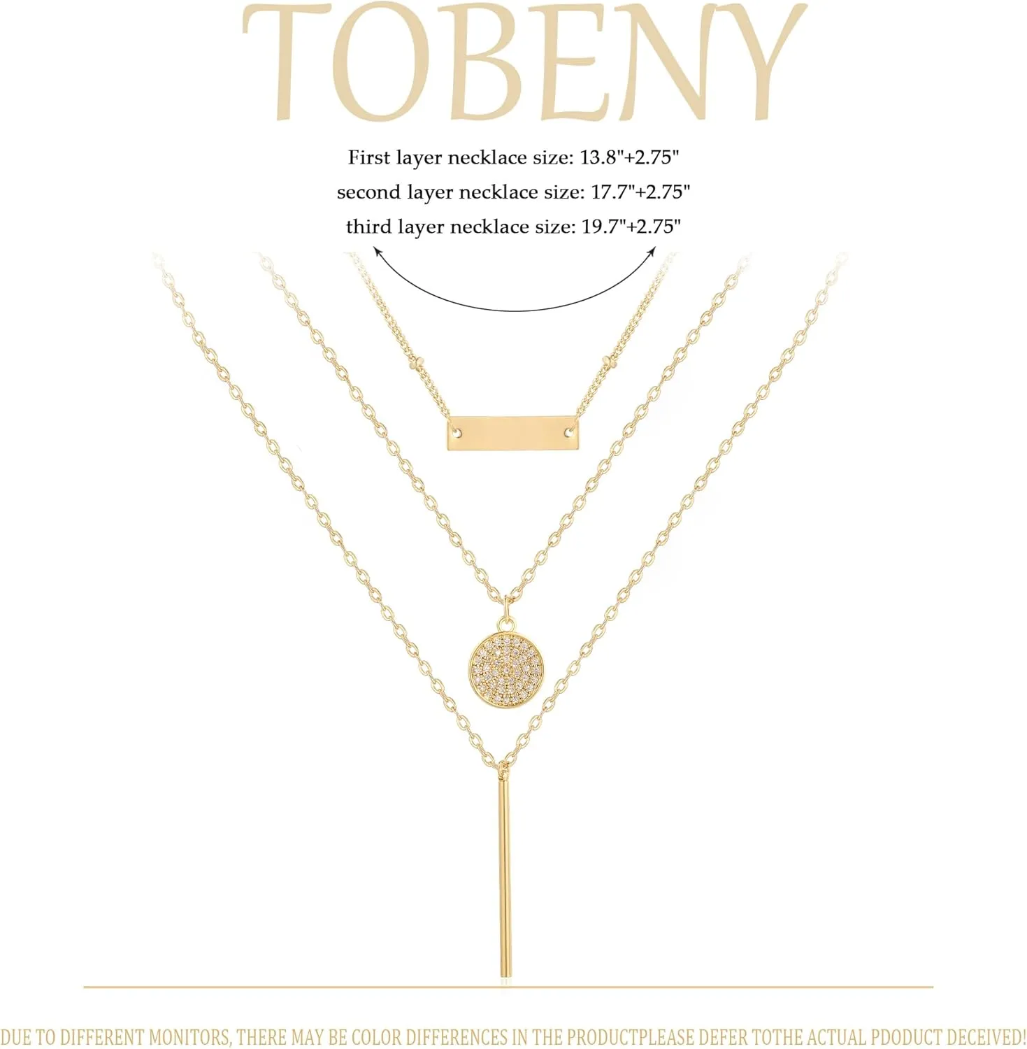 TOBENY Layered Necklaces for Women Dainty 14k Gold Plated Cross Moon Choker Necklaces Simple Gold Layered Chain Pendant Necklaces Jewelry Gift for Women