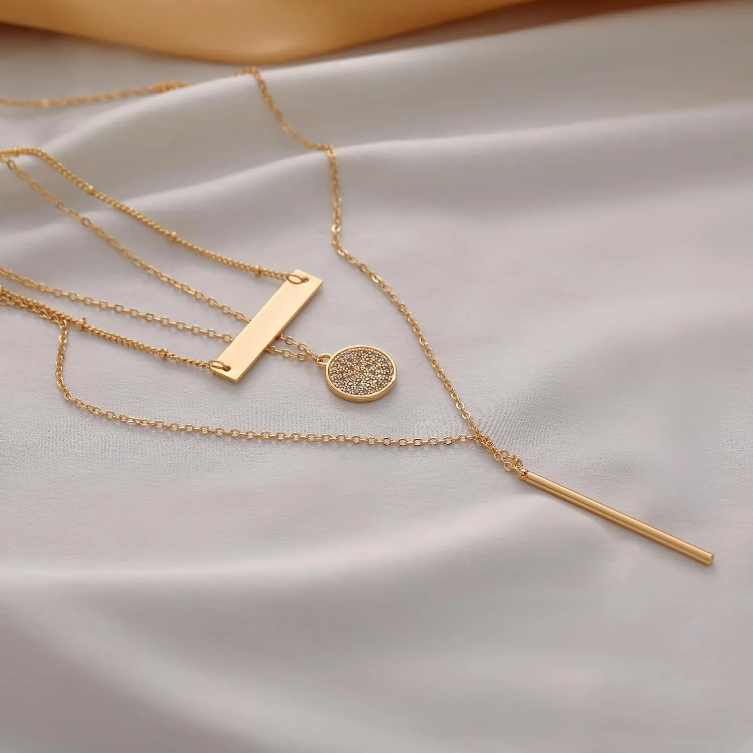 TOBENY Layered Necklaces for Women Dainty 14k Gold Plated Cross Moon Choker Necklaces Simple Gold Layered Chain Pendant Necklaces Jewelry Gift for Women