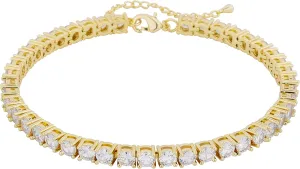 TOPGRILLZ Tennis Ankle Bracelet Gold Anklet Adjustable with Extension 14K Gold Plated Iced out Diamond 3-6mm Fashion Stylish Foot Jewelry for Women
