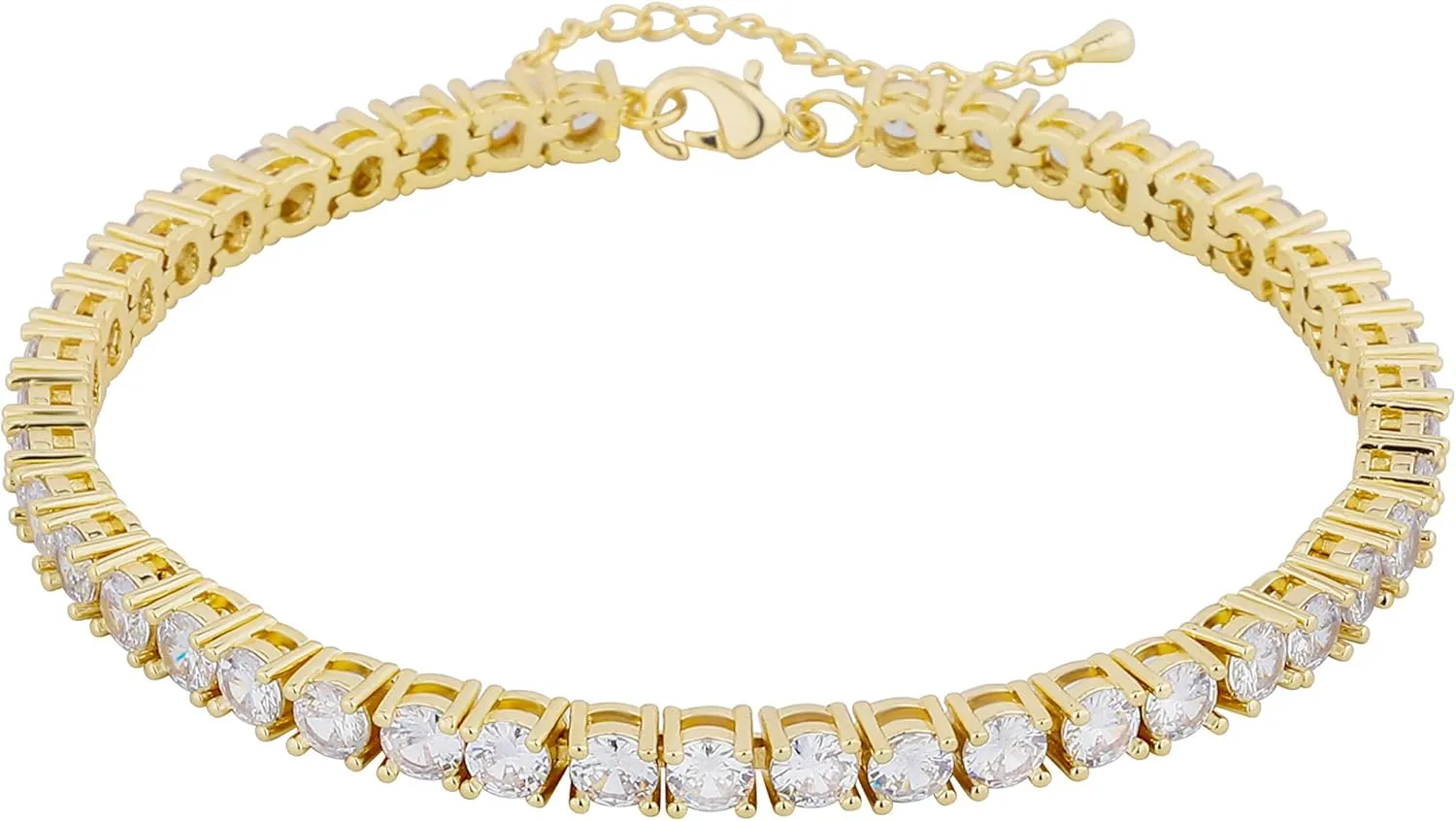 TOPGRILLZ Tennis Ankle Bracelet Gold Anklet Adjustable with Extension 14K Gold Plated Iced out Diamond 3-6mm Fashion Stylish Foot Jewelry for Women