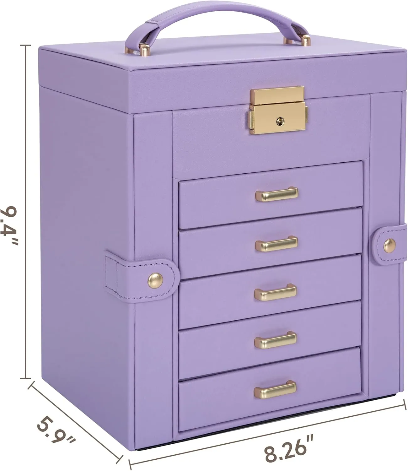 TORIBIO Large Jewelry Box for Women, Leather Jewelry Organizer with Mirror & Lock, 6-Tier Jewelry Storage Case for Girls/Women/Mothers, Necklace Earring Bracelets Holder Organizer