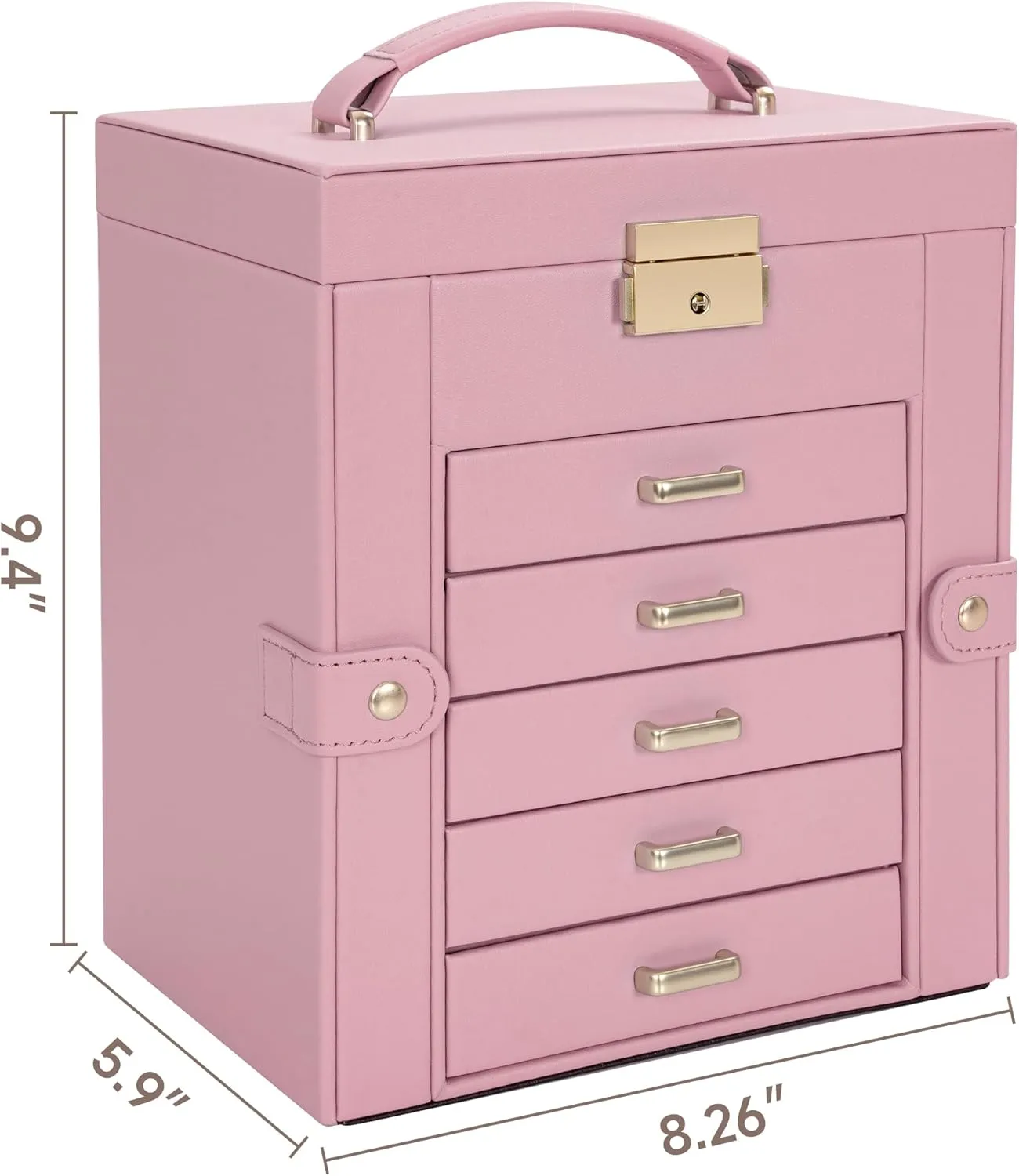 TORIBIO Large Jewelry Box for Women, Leather Jewelry Organizer with Mirror & Lock, 6-Tier Jewelry Storage Case for Girls/Women/Mothers, Necklace Earring Bracelets Holder Organizer