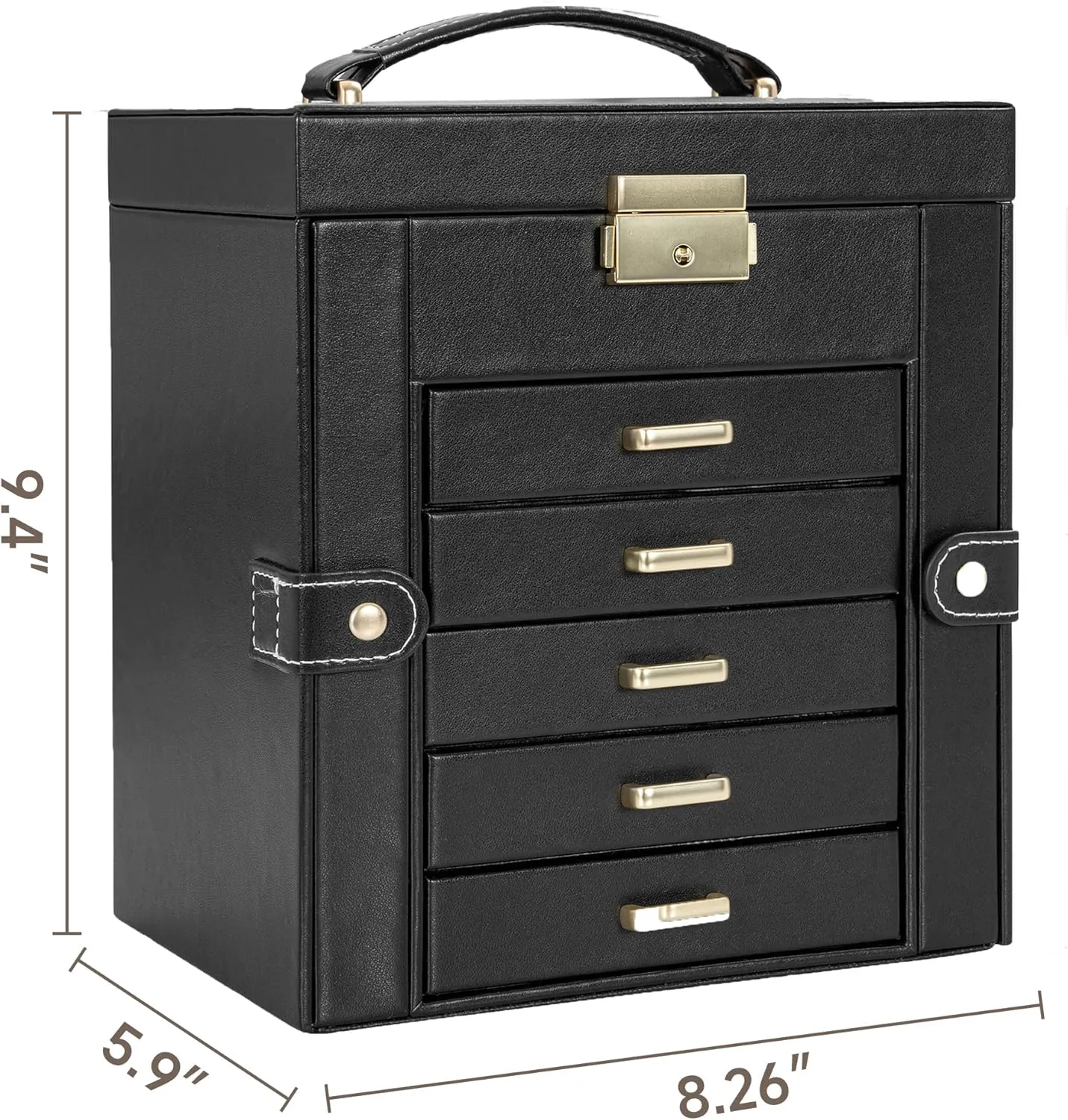 TORIBIO Large Jewelry Box for Women, Leather Jewelry Organizer with Mirror & Lock, 6-Tier Jewelry Storage Case for Girls/Women/Mothers, Necklace Earring Bracelets Holder Organizer