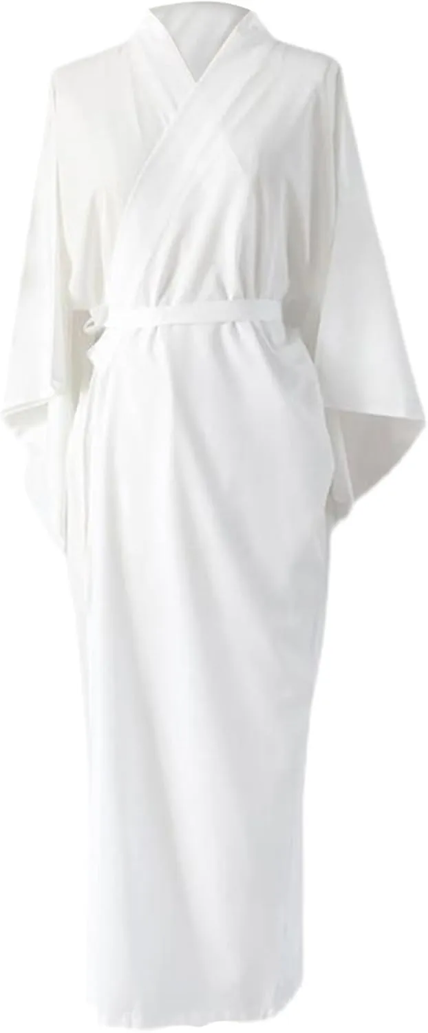 Traditional Kimono, Japanese Kimonos for Women Solid White Traditional Japanese Kimono with Belt One Size Japanese Robe Length Sleeves Yukata Lining Pajamas for Vacation Spa Hospital