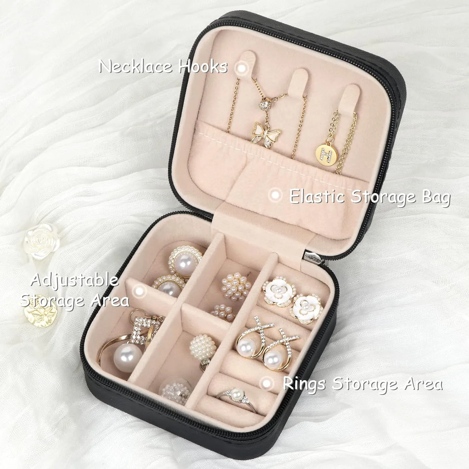 Travel Jewelry Case Small Jewelry Box Jewelry Organizer Storage Case Portable PU Leather Mini Jewelry Travel Case for Girls Womens Earring, Necklace, Rings,Bracelets