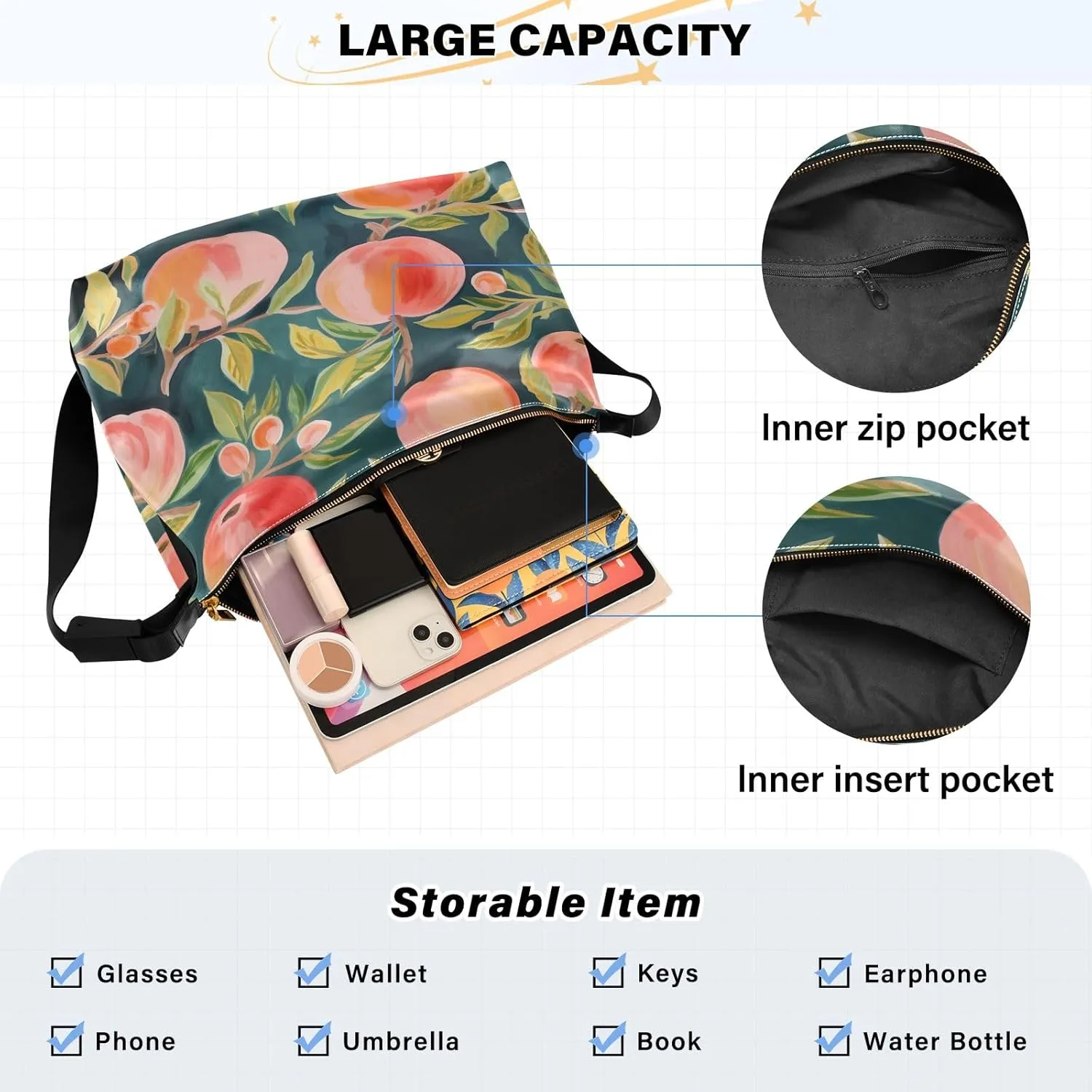 Tropical Leaves for Printing Crossbody Leather Shoulder Bag, Cross Body Shoulder Bag Leather, Shoulder Bag for Woman