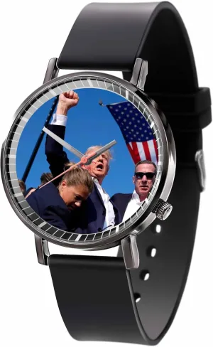Trump Watch Fight Assassination Fist Pump You Missed Stronger Trump Survived Shot Trump Bullet Proof Shot Shooting Strong Elastic Watches Wristwatch