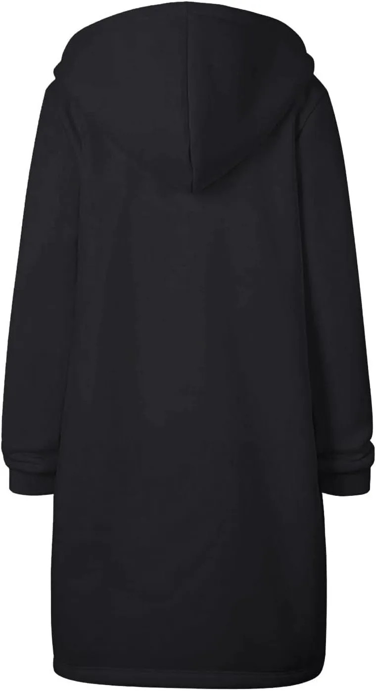 TUNUSKAT Zip Up Hoodie Womens Fall Tunic Sweatshirt Plus Size Casual Long Hoodies Comfortable Fleece Jacket with Pocket S-5XL