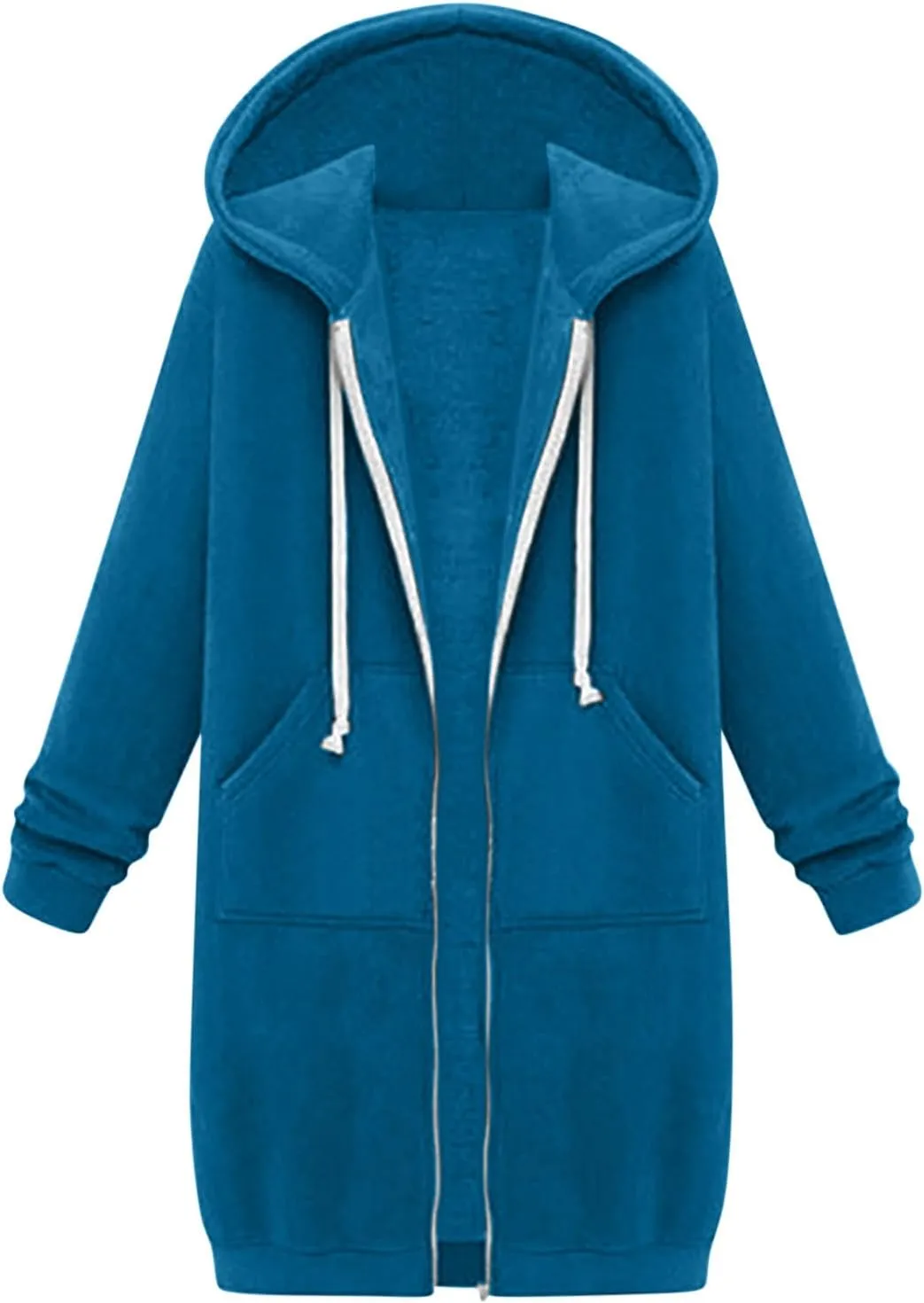 TUNUSKAT Zip Up Hoodie Womens Fall Tunic Sweatshirt Plus Size Casual Long Hoodies Comfortable Fleece Jacket with Pocket S-5XL