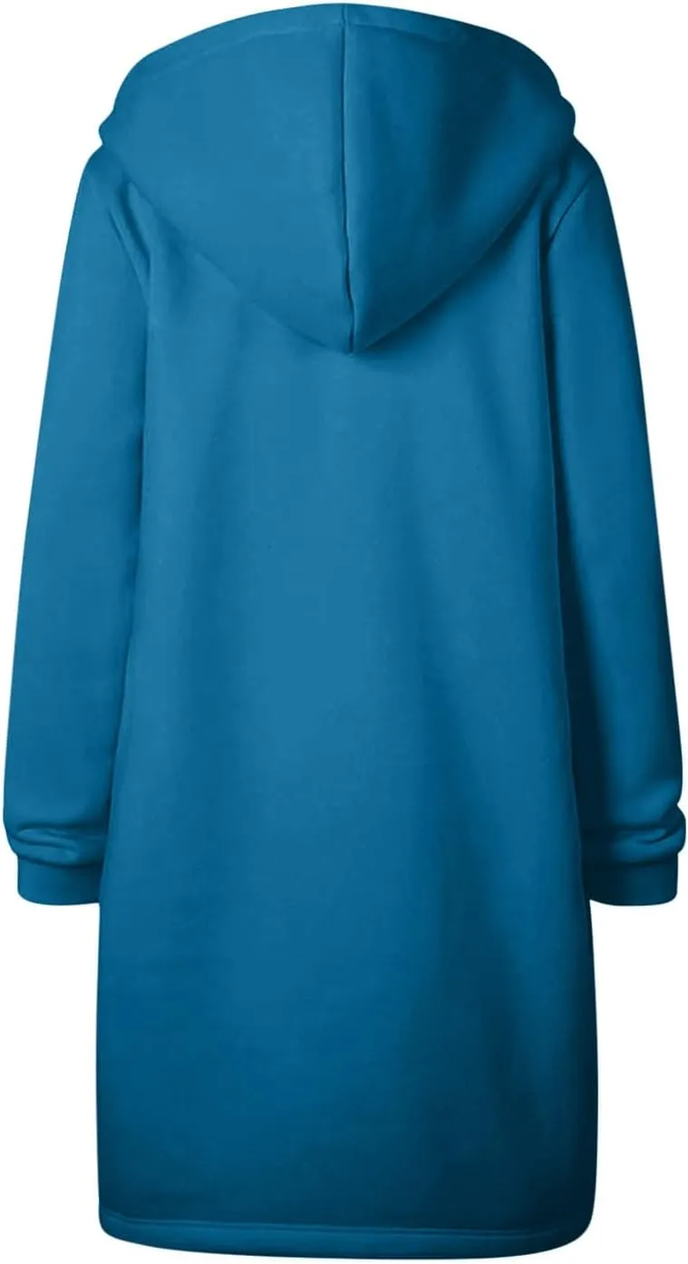 TUNUSKAT Zip Up Hoodie Womens Fall Tunic Sweatshirt Plus Size Casual Long Hoodies Comfortable Fleece Jacket with Pocket S-5XL