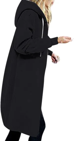 TUNUSKAT Zip Up Hoodie Womens Fall Tunic Sweatshirt Plus Size Casual Long Hoodies Comfortable Fleece Jacket with Pocket S-5XL